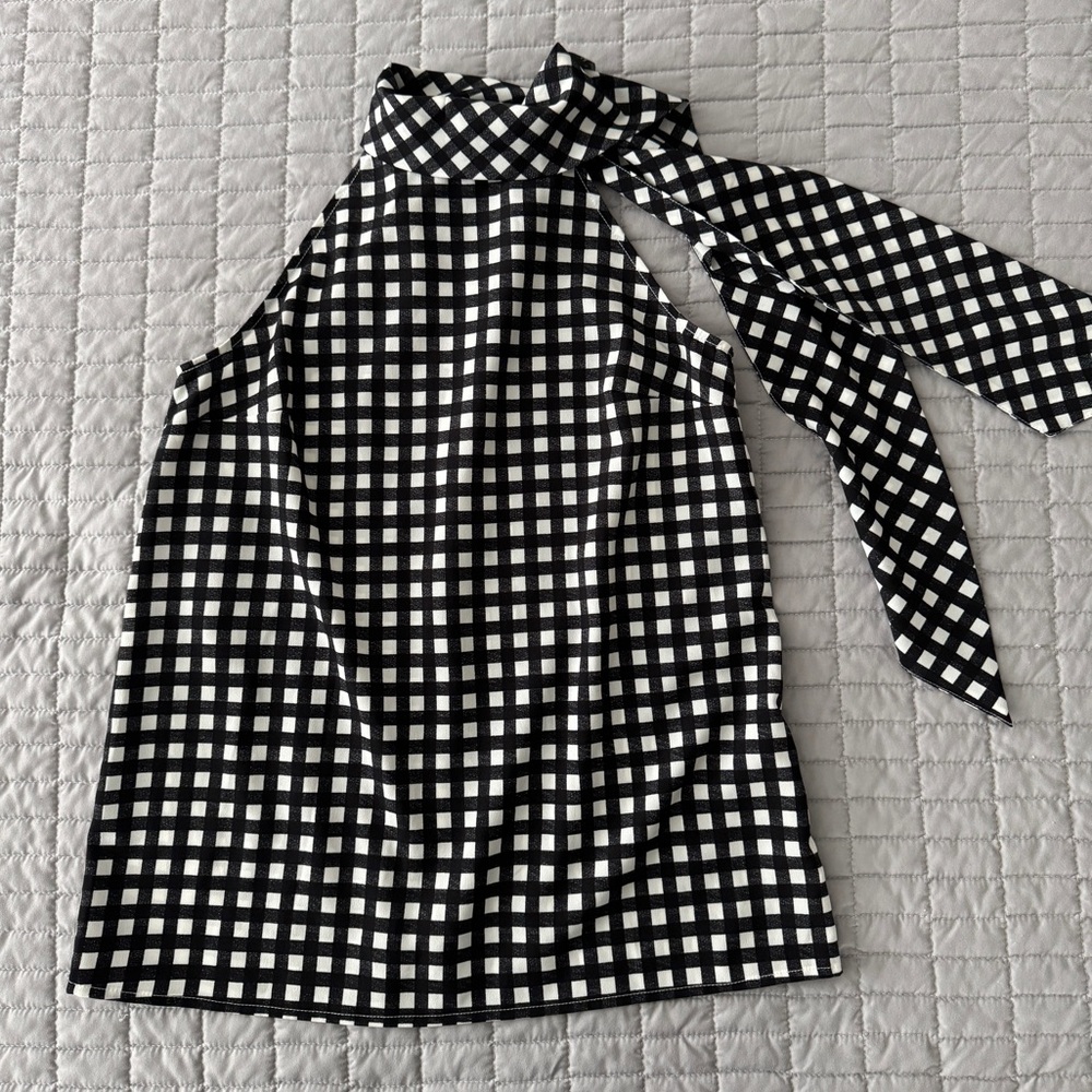 Banana Republic Monochrome Checkered Halter Top